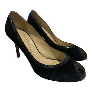KATE SPADE Giselle Black Peep Toe Suede Leather Sole Heels Size 9.5 B